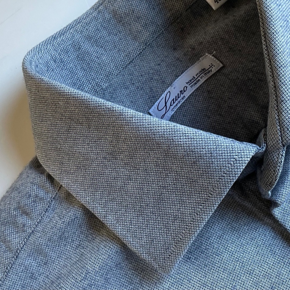 Lauro Napoli  gray thicker cotton shirt Sz 15 3/4 ~ 40 handmade  in Italy 🇮🇹